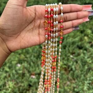 Red Pearl african beaded waist beads